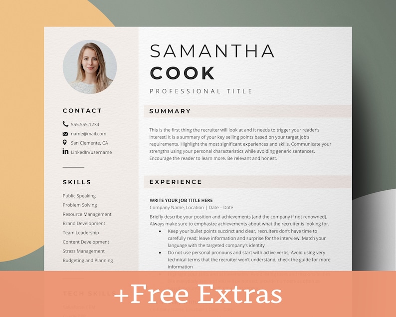 Creative Resume Template Google Docs Word Resume Template With Photo