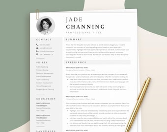 Resume Template Word, Google Docs, Professional Resume Template, Modern Resume Template, CV Template Professional, Executive Resume, Photo