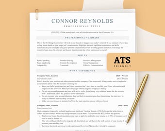 ATS Resume Template Google Docs & Word, Clean ATS Compliant Resume, Basic CV Template Word, Simple Professional Resume, Ats Resume Format