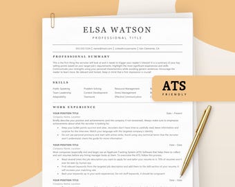 ATS Resume Template Word, Google Docs, Minimalist ATS CV Template, Modern Executive Resume, Professional Resume, Basic Simple Resume