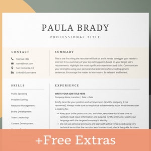 Google Drive & Word Resume Template, Professional Clean Modern Resume, Google Docs Resume CV Template, One Two Pages Teacher Resume template