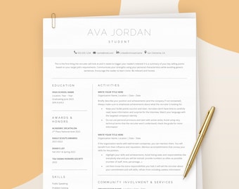 Student Resume 2026, College Resume Template, Academic Resume, High School Resume, Student CV, Internship Resume Template, No Experience
