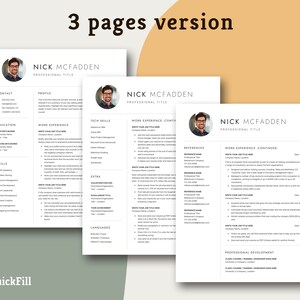 3 pages resume template with photo, three pages resume template with picture