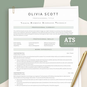 Two page Resume ATS Friendly for Google Docs & Word, ATS Compatible Resume Template, Ats Resume template Google Doc, Modern Teacher Resume