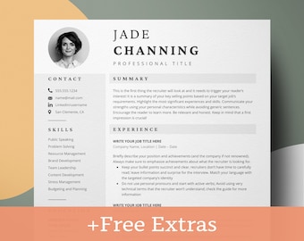 Resume Template Word, Google Docs, Professional Resume Template, Modern Resume Template, CV Template Professional, Executive Resume, Photo
