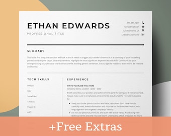 Data Engineer Resume Template for Google Docs & Word, Software Engineer Resume, Data Scientist Resume, Editable Modern CV Template, Devops