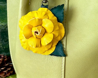 Handmade Leather Flower Bag Charm, Eco-Friendly Accessory