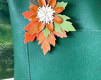 Handmade Leather Fall Leaf Charm: Autumn Bag Tassel Accessory