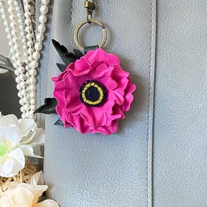 Bag charm Leather bag charm Handbag charms Cute bag charm Leather flower Leather keychain Leather tassels Leather charms