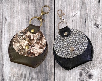 Leather Coin Pouch Keychain, Mini Wallet