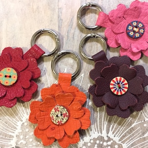 Purse charm for handbag Leather flower bag charm Charm for handbag Handbag charms Flower purse charm Leather purse charm