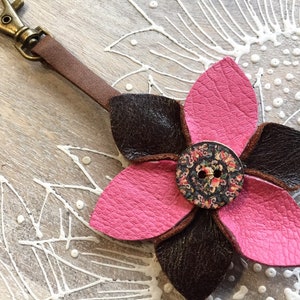 Purse charm for handbag Leather flower bag charm Charm for handbag Handbag charms Tassel purse charm Leather purse charm