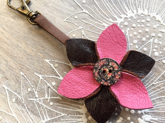 Purse charm for handbag Leather flower bag charm Charm for handbag Handbag charms Tassel purse charm Leather purse charm Etsy