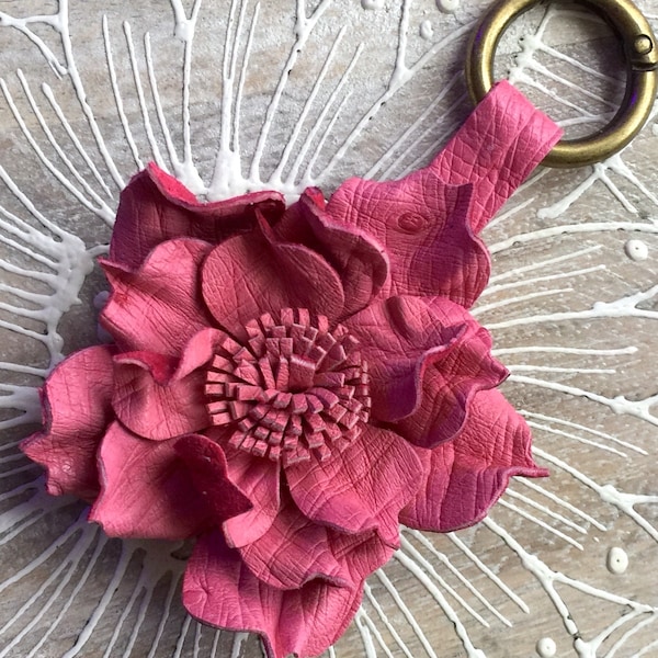 Purse charm for handbag Leather flower bag charm Charm for handbag Handbag charms Tassel purse charm Leather purse charm