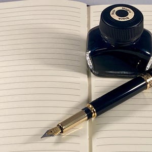 Handcrafted Black Acrylic Fountain Pen: Gold Hardware, Gift Box