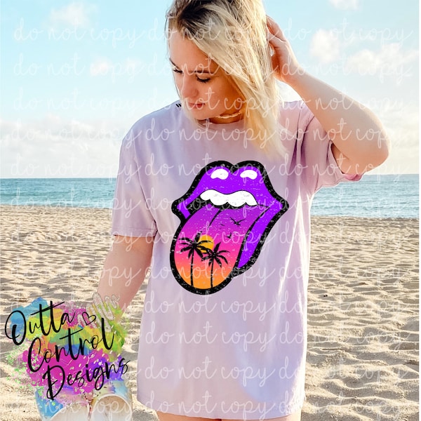 Sunset Lips | Purple Ready to Press DTF and Sublimation Transfer