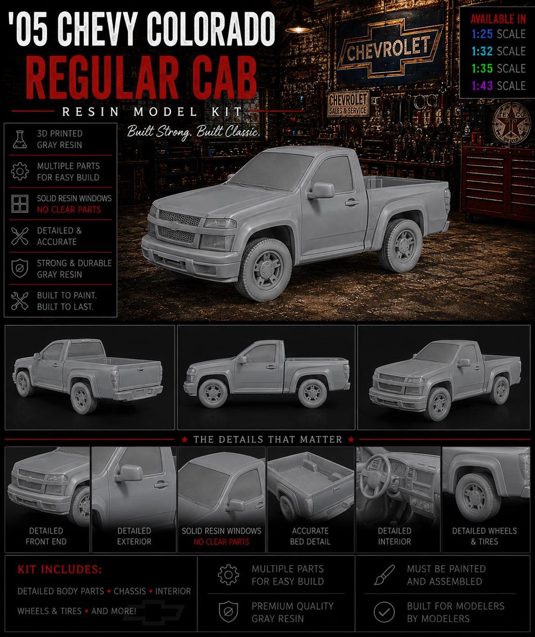 C Lab Model Kit 3D Printed 05 Chevy Colorado Regular Cab Model Kit - Etsy