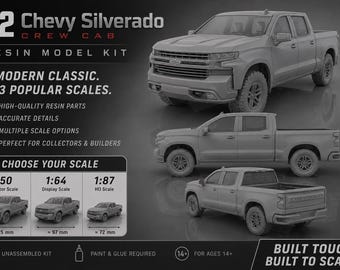 3D-geprinte 22 Chevy 1500 Silverado ronde cabine modelkit