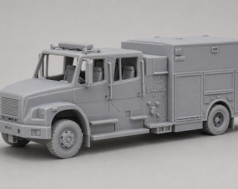 Kit di montaggio per modellino in scala 1:24 del camion dei pompieri Freightliner FL106 del 1998, stampato in 3D.