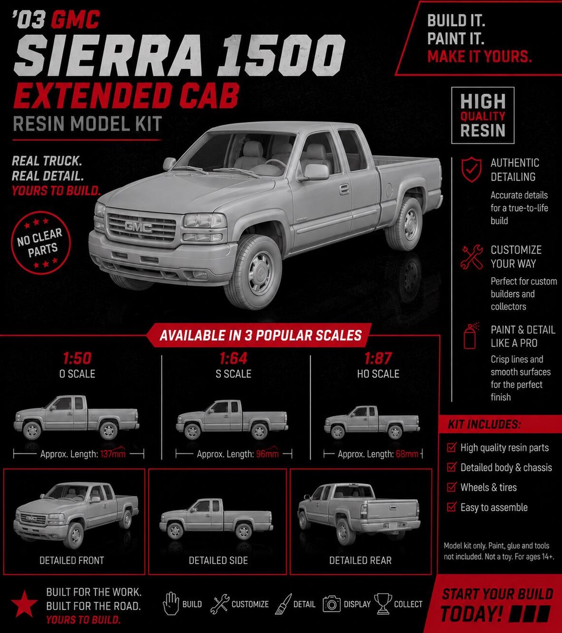 C Lab Model Kit 3D Printed 03 GMC Sierra Extended Cab Model Kit - Etsy