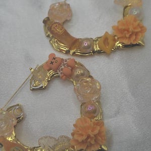 Oranjegouden bloem junk bamboe-oorbellen (klaar voor verzending)