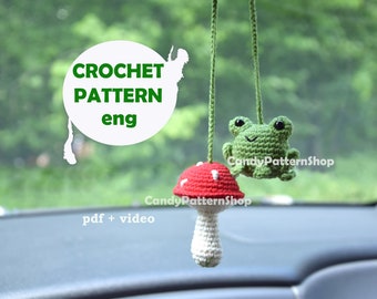 crochet pattern car charm Birthday gift, leggy frog crochet pattern car accessory gift for bestie, toad lover gift ideas pattern