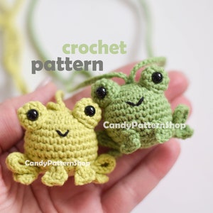 crochet frog car charm pattern, frog car hanging ornament rear view mirror crochet pattern Birthday gift PDF