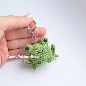 Crochet Frog Keychain Pattern, Amigurumi Frog Car Accessory Crochet ...