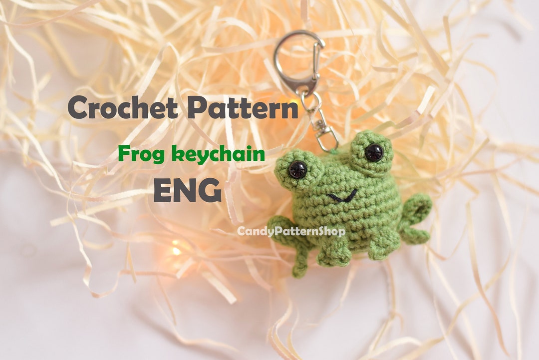 Crochet Frog Keychain Pattern, Amigurumi Frog Car Accessory Crochet