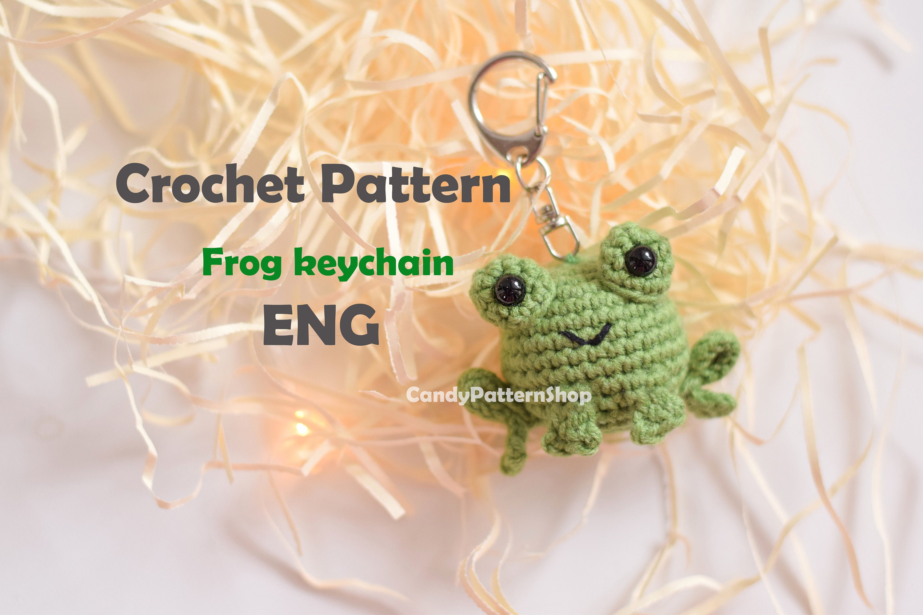 Crochet Frog Keychain Pattern, Amigurumi Frog Car Accessory