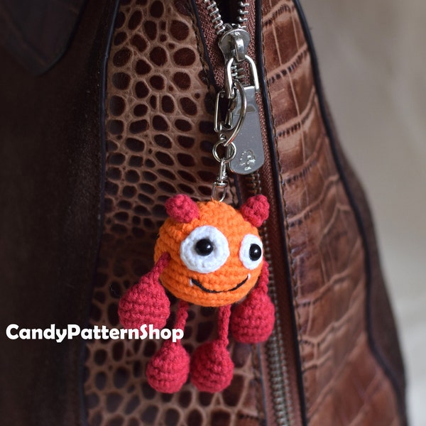 monster crochet keychain gift ideas, spooky alien car hanger charm, crochet car ornament