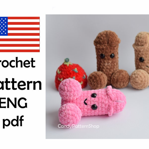Penis easy crochet pattern PDF plush penis toy, dick amigurumi pattern with 2 hats Willi cute penis crochet pattern Digital Instant Download