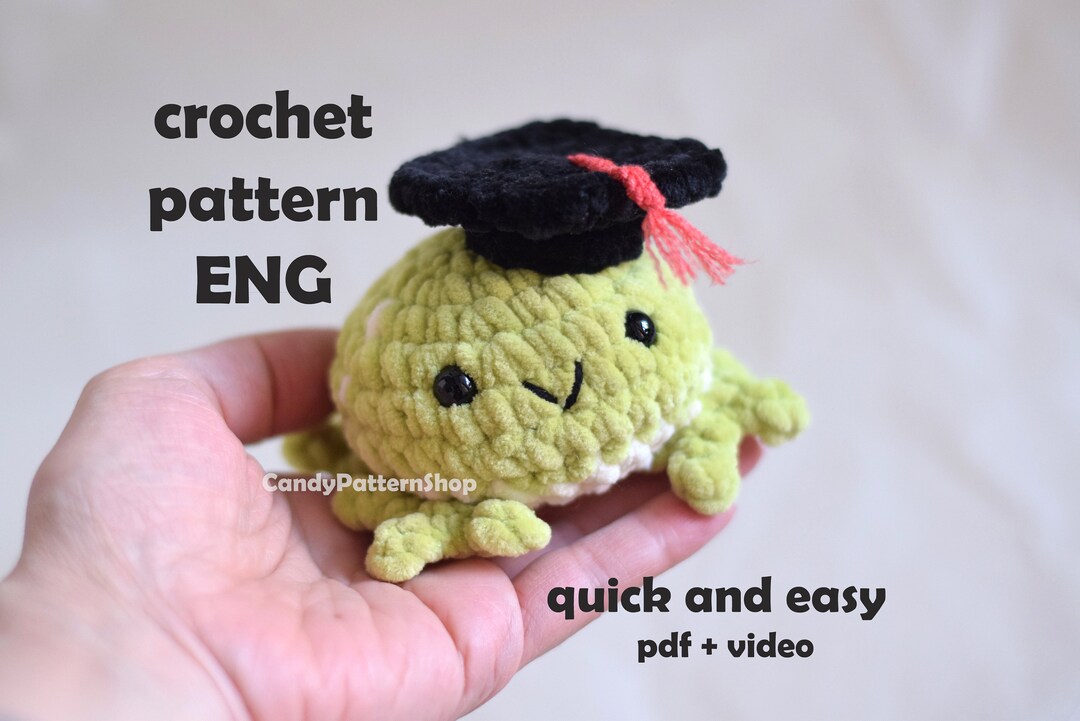 Graduation Cap With Tassel Rain Frog Primitive Crochet Pattern, Toad ...