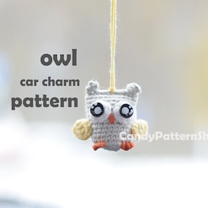 crochet pattern car charm Birthday gift for mom, owl crochet pattern car accessory gift for bestie, owl lover gift ideas crochet keychain