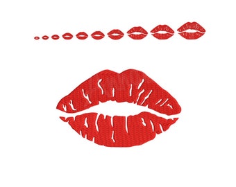 10 GRÖßE Lippendruck Stickdatei Pes jef hus xxx dst vp3