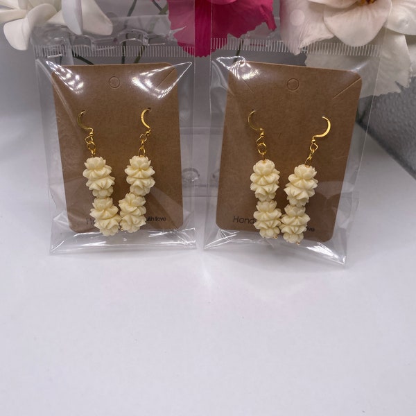 Gold Plated Mini gardenia  earrings. Price per pair