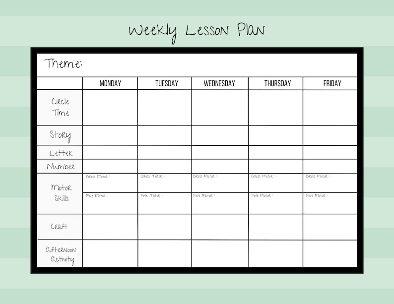Weekly Lesson Plan for Pre-k/preschool/kindergarten/daycare - PDF ...