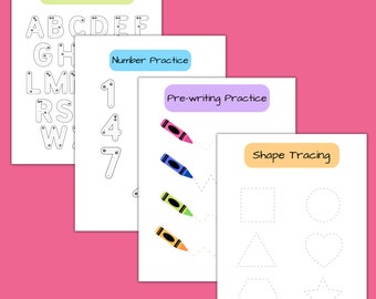 Printable Preschool Handwriting Worksheets-Preschool Activities- PreK Worksheets- Prewriting Tracing - Tracing Letters - Shape Tracing -