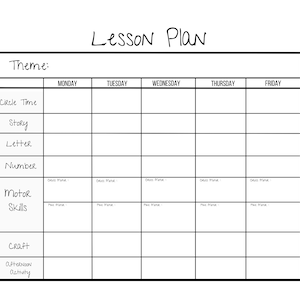 Simple Weekly Lesson Plan Template-Preschool/PreK/ image 1