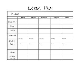 Simple Weekly Lesson Plan Template-Preschool/PreK/ Kindergarten/Daycare/ Homeschool-Instant Download-PDF-printable