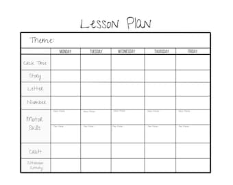 Simple Weekly Lesson Plan Template-Preschool/PreK/ Kindergarten/Daycare-Instant Download-PDF-Printable