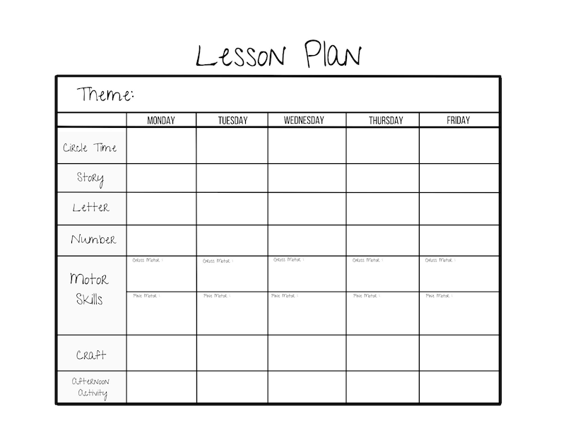 Simple Weekly Lesson Plan Template-Preschool/PreK/ Kindergarten/Daycare-Instant Download-PDF-Printable image 1