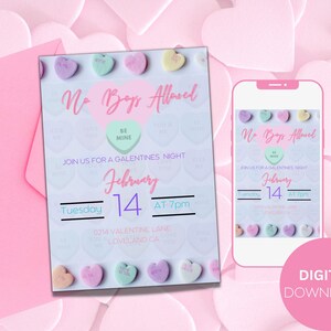 Valentine's Day Invitation, Galentine Invite, Girls Dinner Girls Night Evite Editable Template Text Message Invite, Instant Download