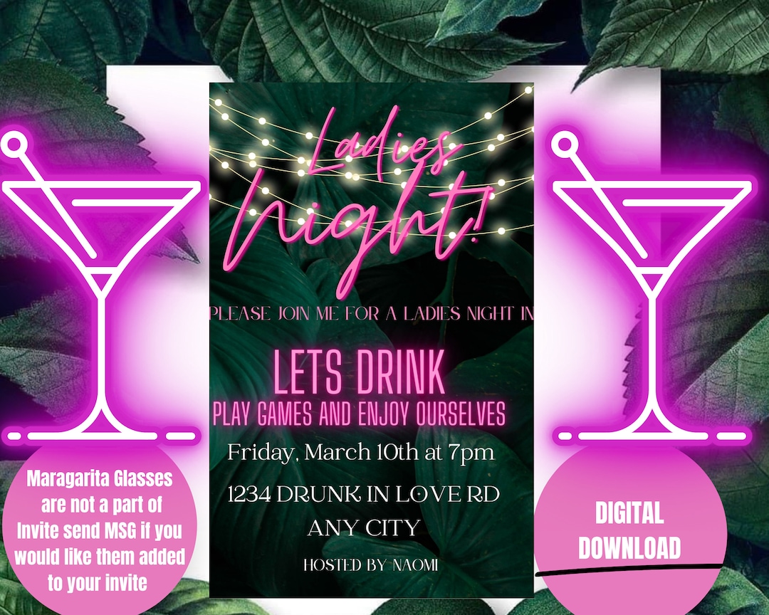 Girls Night Digital Invitation Editable Canva Template Girls - Etsy