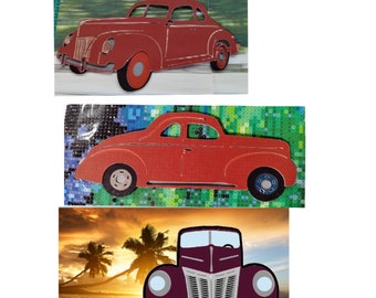 Ford Coupe 1940 SVG DIGITAL DOWNLOAD Car Layered Vehicle-3 views, front side and angled ForShadowbox, Card, Cake top, Party Decor Cricut Svg