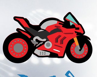 Racing Motorcycle SVG: Multi-Layered Cut File (Digital Download)