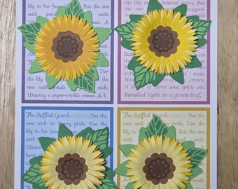 Biglietto con girasole in formato SVG: modello di cartoncino a strati (download digitale)