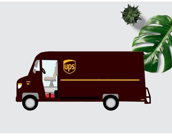 UPS Gold Shield Delivery Truck SVG: Layered Papercraft (Digital Download)