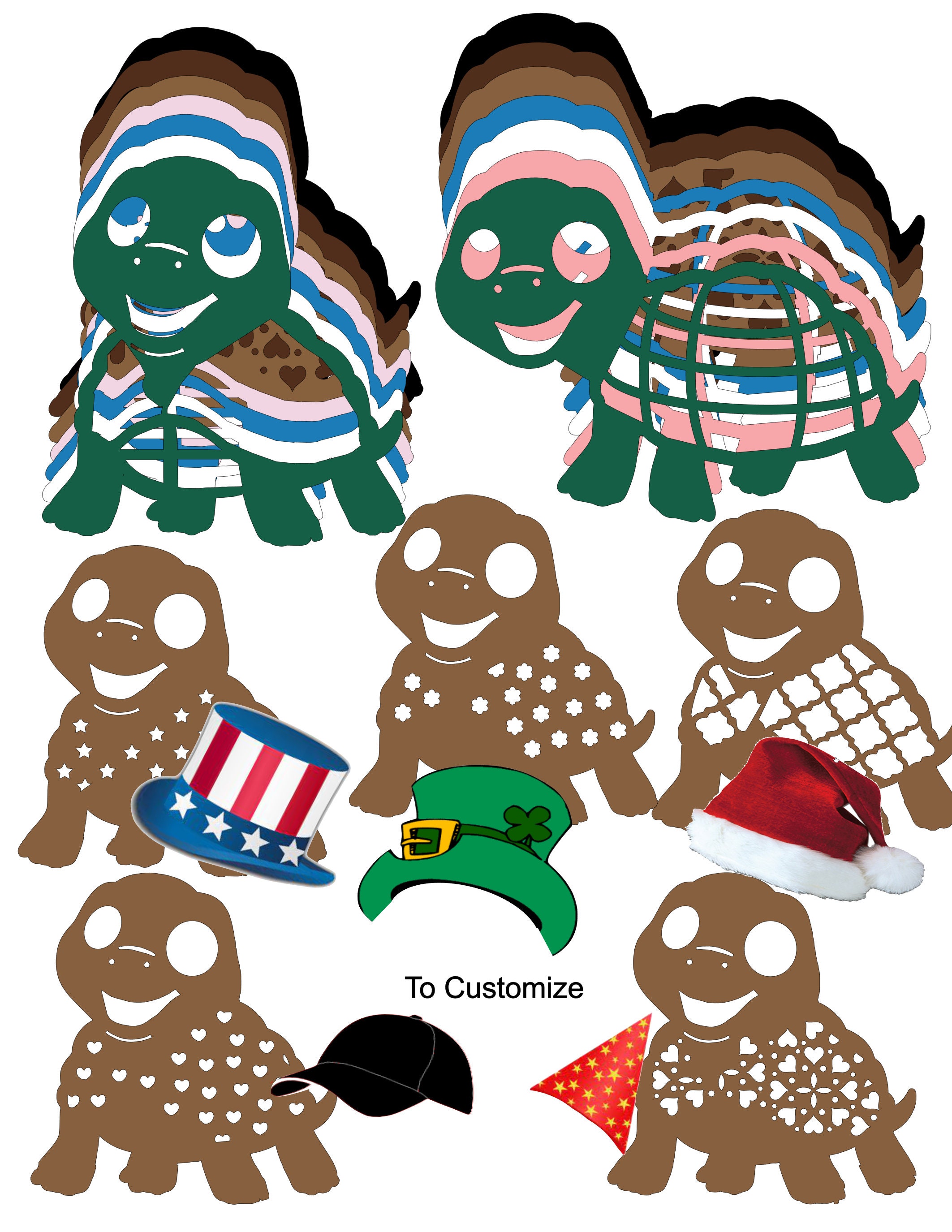 Turtle Bundle DIGITAL DOWNLOAD for Cricut & Other Cutting Machines. 2