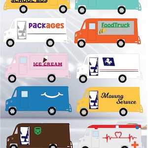 9 en 1 TÉLÉCHARGEMENT NUMÉRIQUE Svg Png Jpg Camion monocouche avec accessoires pour fabriquer 10 véhicules différents + ambulance en prime = 10 camions
